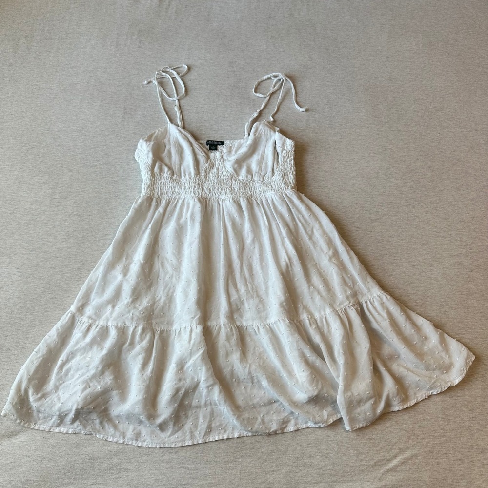 Wild Fable White Swiss Dot Tiered Blouse Spaghetti Straps M